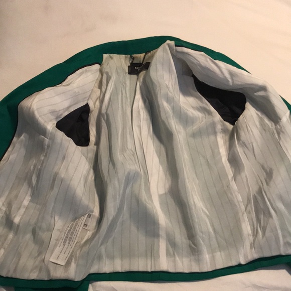 MANGO SUIT green blazer jacket women cotton linen career - Picture 8 of 17